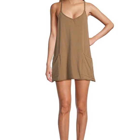 FP Movement by Free People Dresses & Skirts - FP Movement by Free People Brown Mini Slip Dress with Pockets